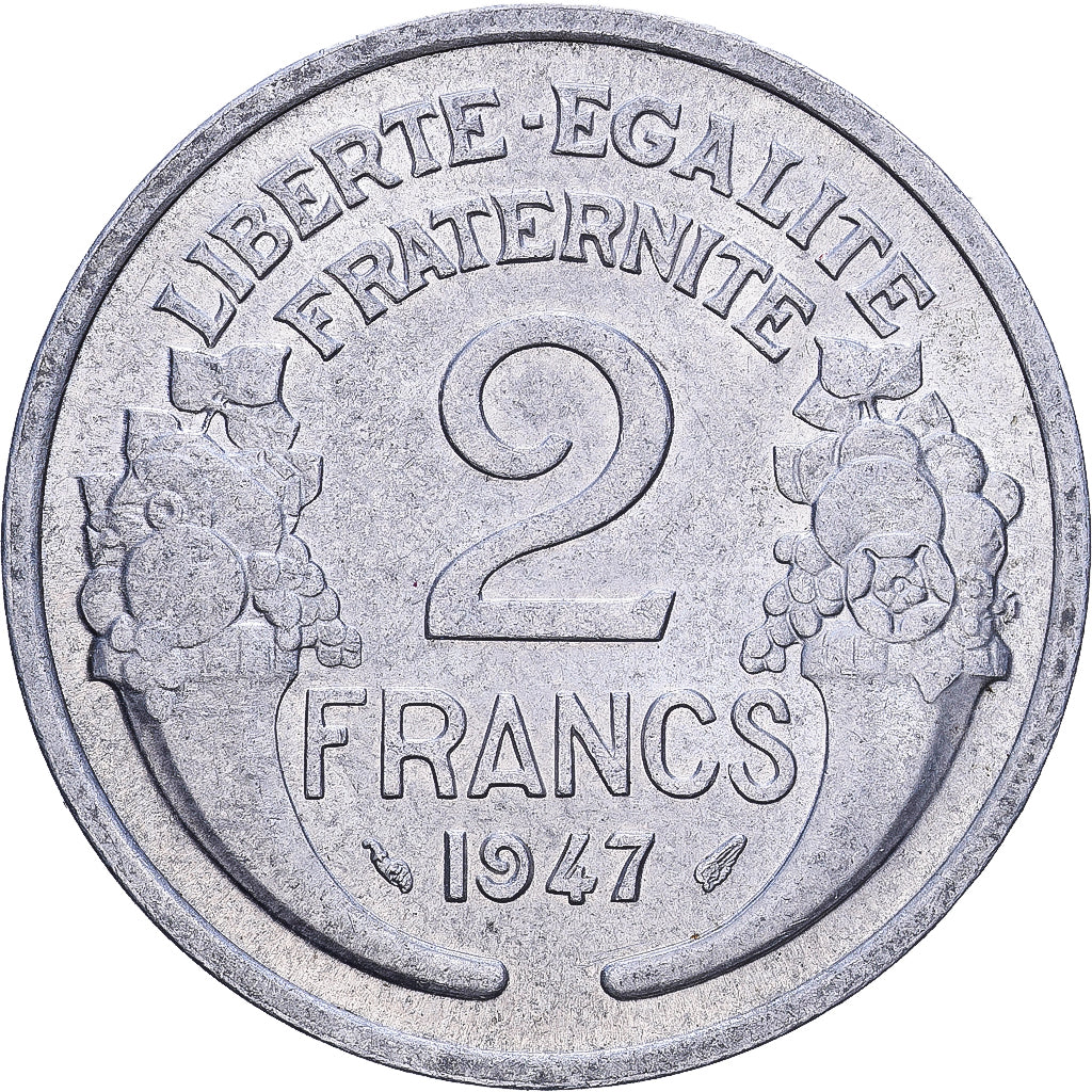 France, 2 Francs, Morlon, 1947, Aluminum, EF(40-45), KM:886a.1