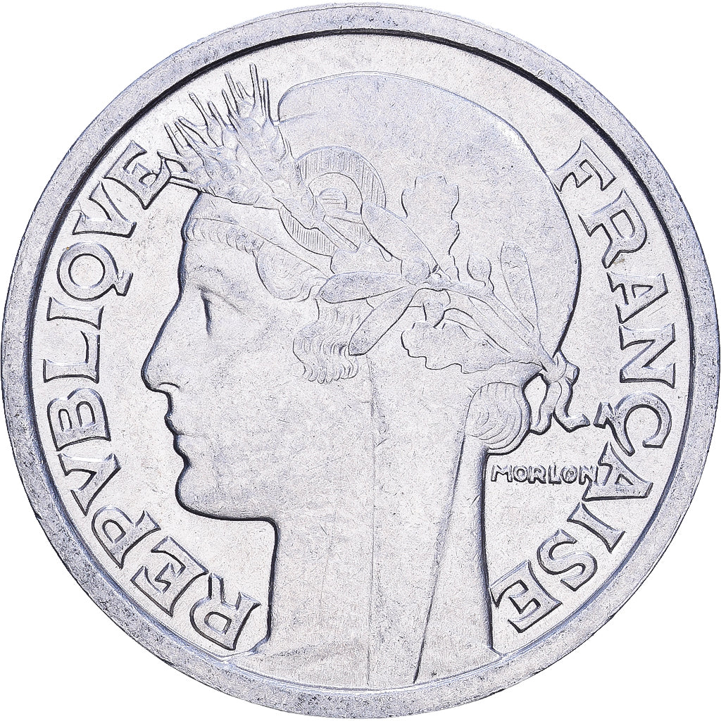 Francia, 2 Francs, Morlon, 1947, Aluminio, MBC+, KM:886a.1