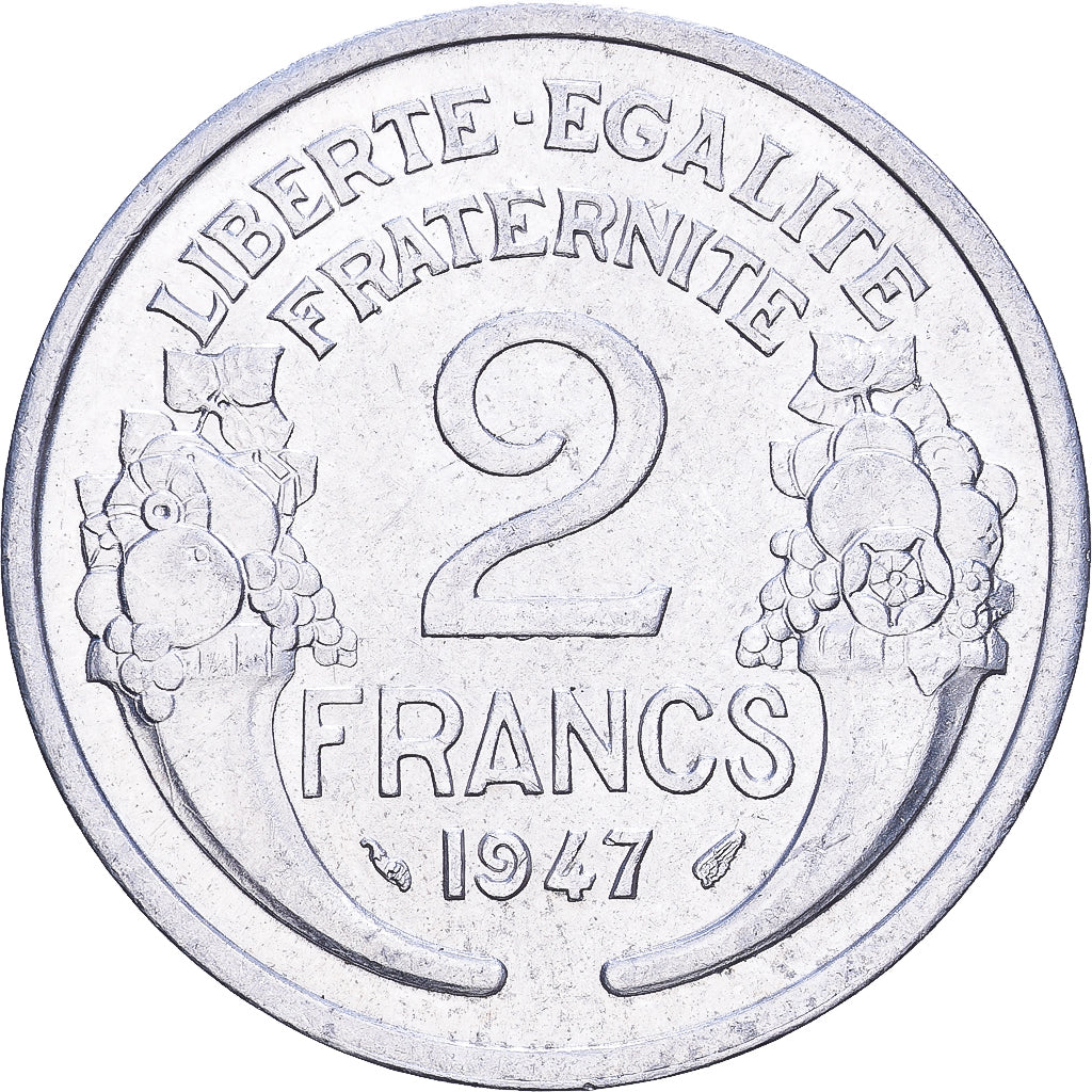 Francja, 2 Francs, Morlon, 1947, Aluminium, EF(40-45), KM:886a.1