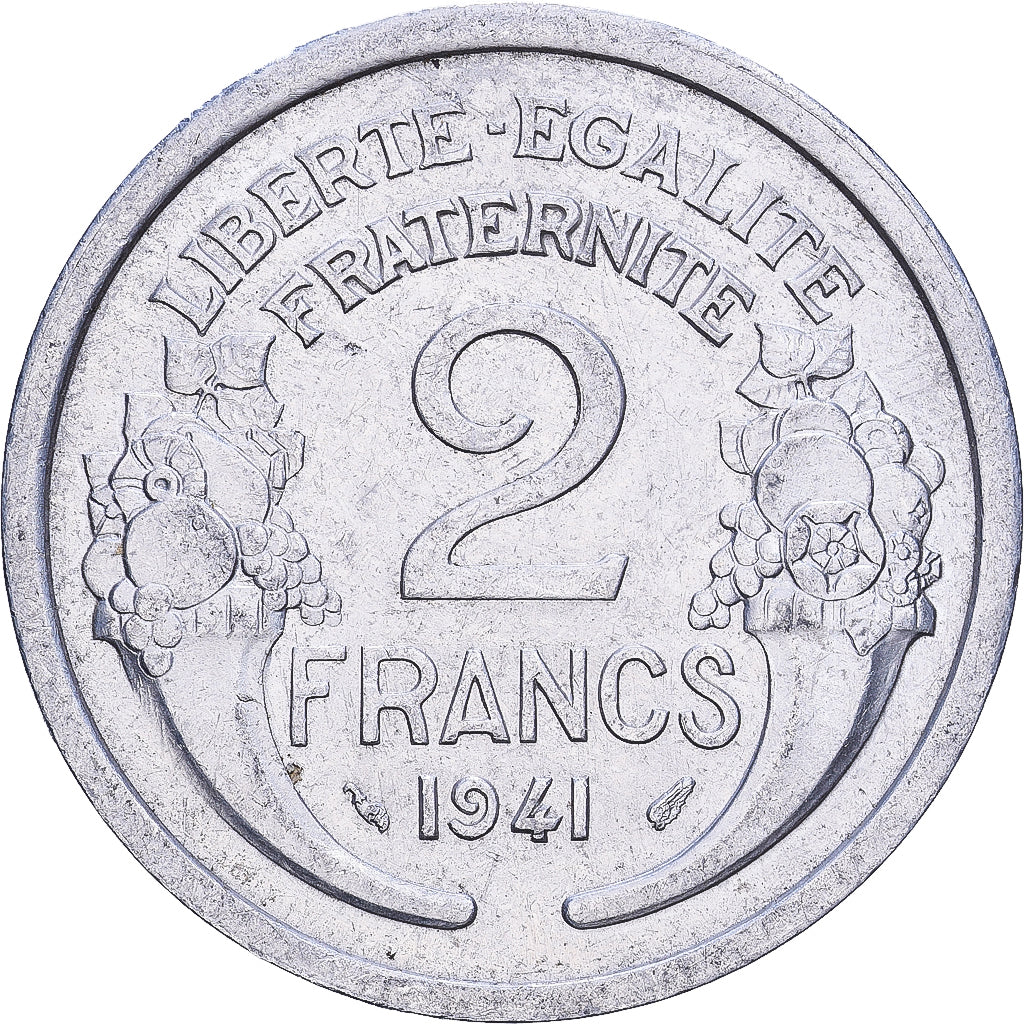 Frankrijk, 2 Francs, Morlon, 1941, Aluminium, ZF, KM:886a.1