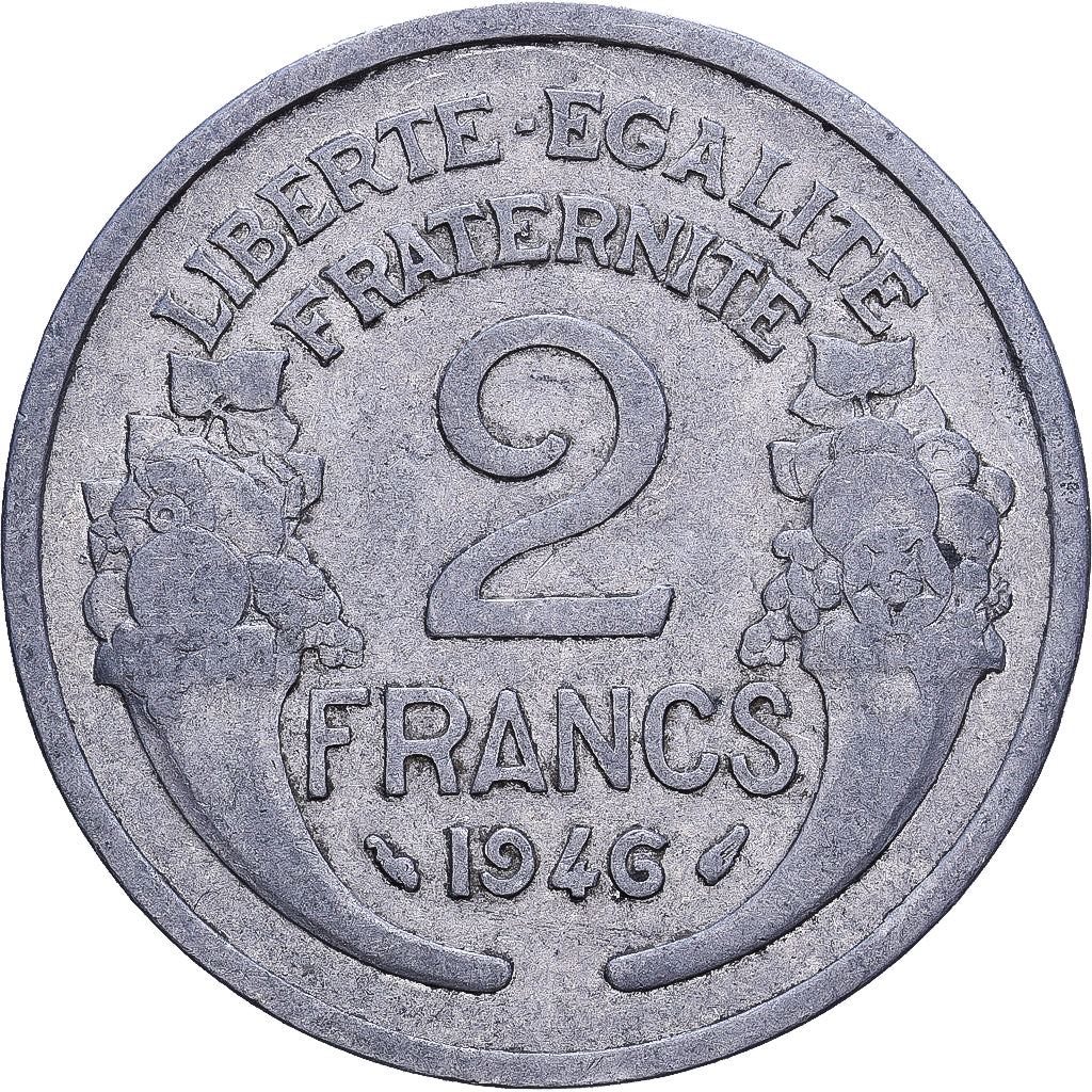 Frankrijk, 2 Francs, Morlon, 1946, Aluminium, ZF, KM:886a.1