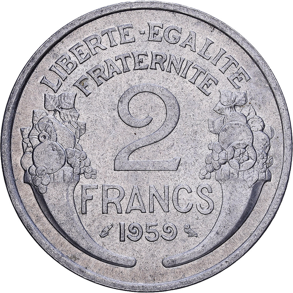 France, 2 Francs, Morlon, 1959, Aluminium, TTB+, KM:886a.1