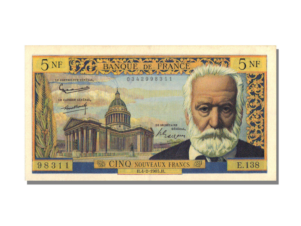 Banknote, France, 5 Nouveaux Francs, 5 NF 1959-1965 ''Victor Hugo'', 1965