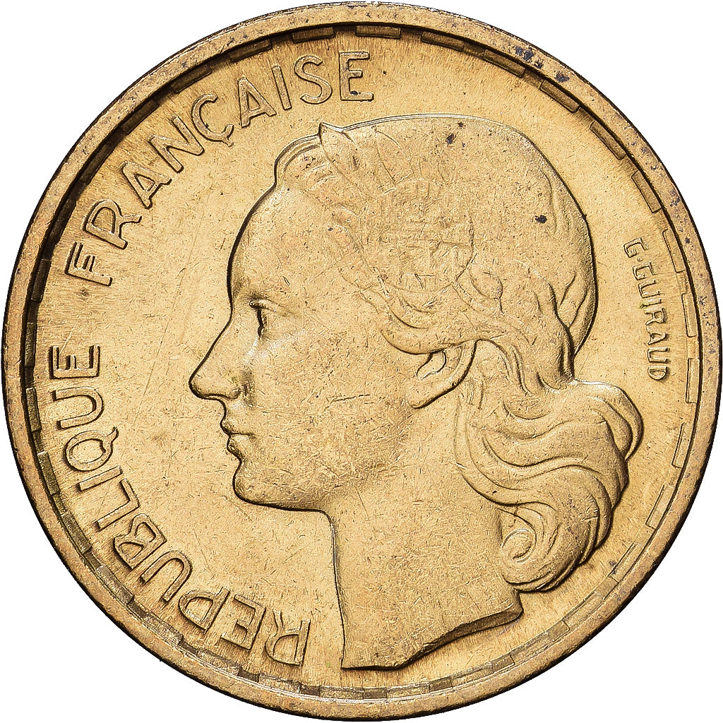 Francia, 20 Francs, Guiraud, 1950, Paris, Aluminio - bronce, MBC+, KM:917.1