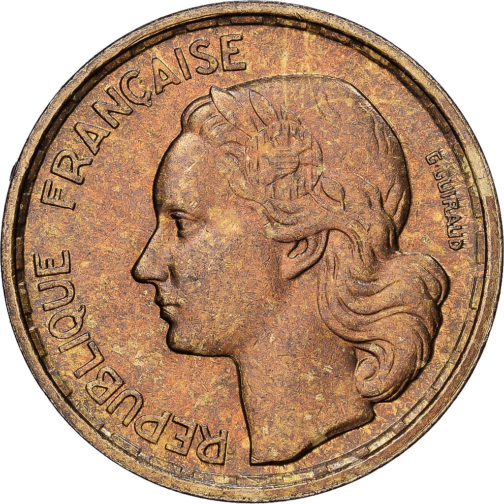 Francia, 10 Francs, Guiraud, 1958, Paris, Alluminio-bronzo, BB, KM:915.1