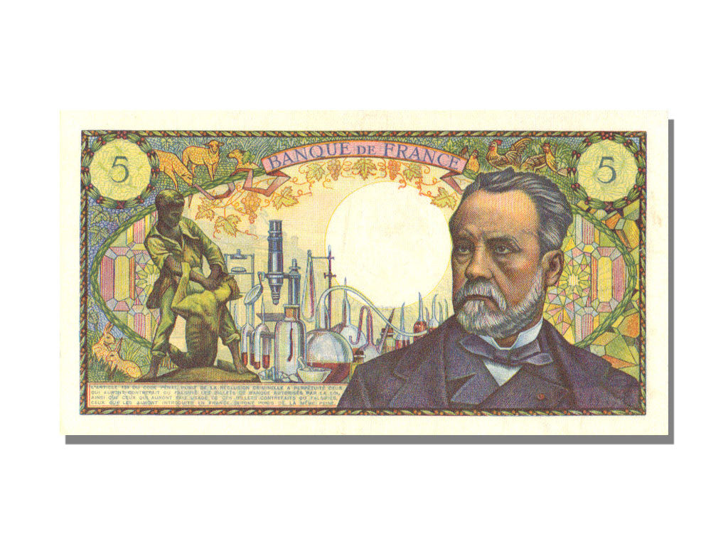 Biljet, Frankrijk, 5 Francs, 5 F 1966-1970 ''Pasteur'', 1968, 1968-04-04, SPL