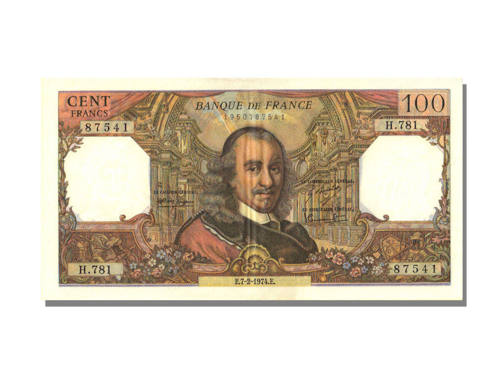 Biljet, Frankrijk, 100 Francs, 100 F 1964-1979 ''Corneille'', 1974, 1974-02-07
