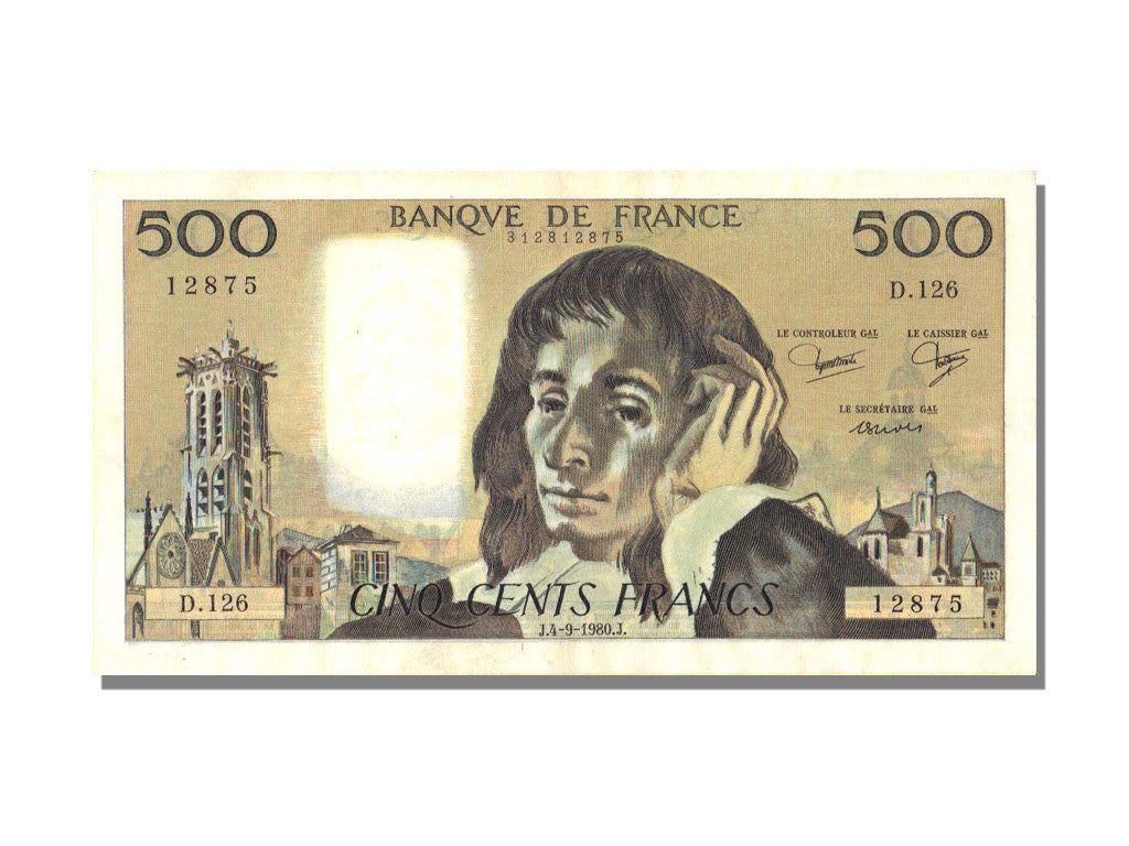 Billet, France, 500 Francs, 500 F 1968-1993 ''Pascal'', 1980, 1980-09-04, TTB+