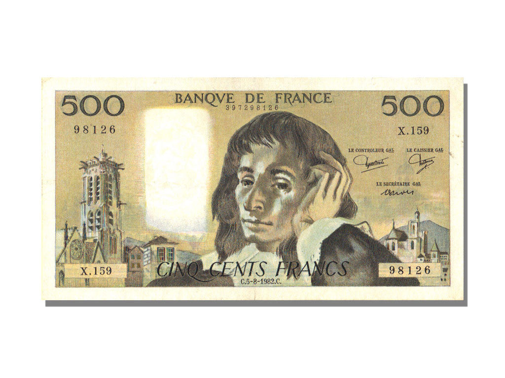 Banknote, France, 500 Francs, 500 F 1968-1993 ''Pascal'', 1982, 1982-08-05