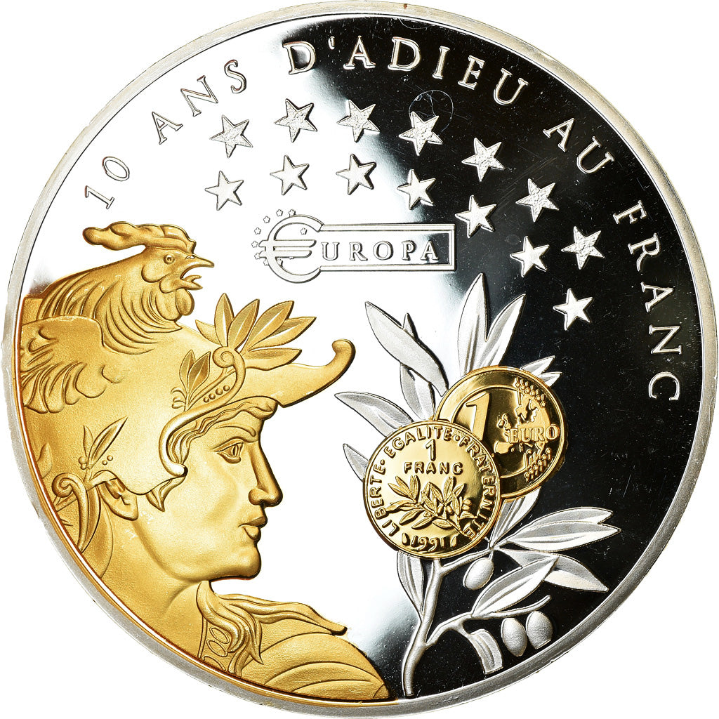 France, Medal, 10 ans d'adieu au Franc, Liberté, Égalité, Fraternité