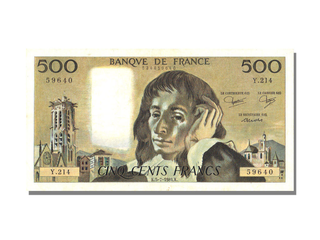 Banknote, France, 500 Francs, 500 F 1968-1993 ''Pascal'', 1984, 1984-07-05
