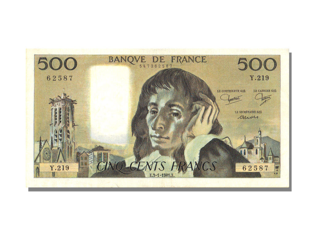 Banconote, Francia, 500 Francs, 500 F 1968-1993 ''Pascal'', 1985, 1985-01-03