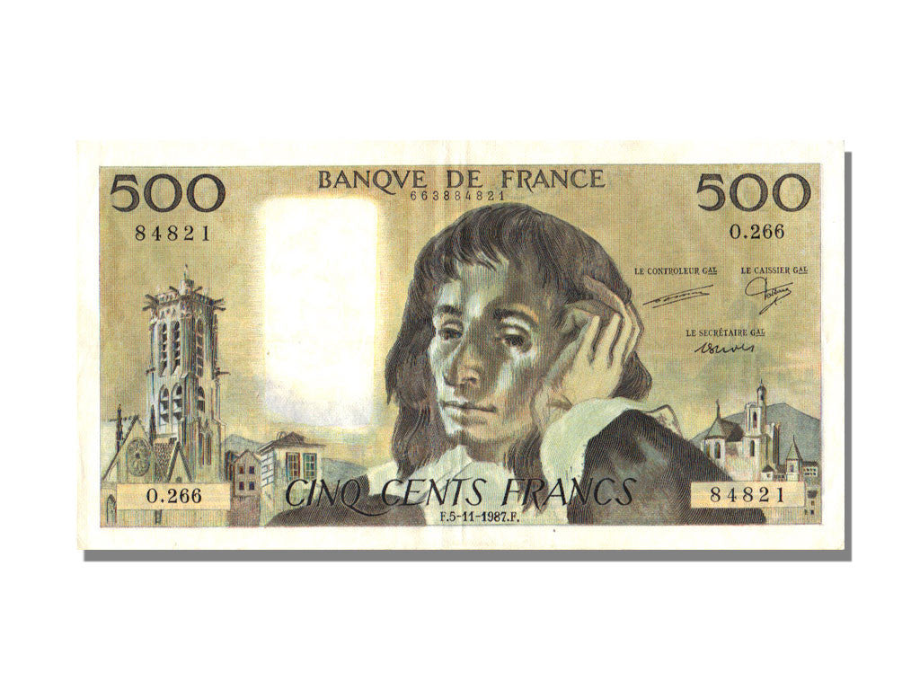 Banknote, France, 500 Francs, 500 F 1968-1993 ''Pascal'', 1987, 1987-11-05