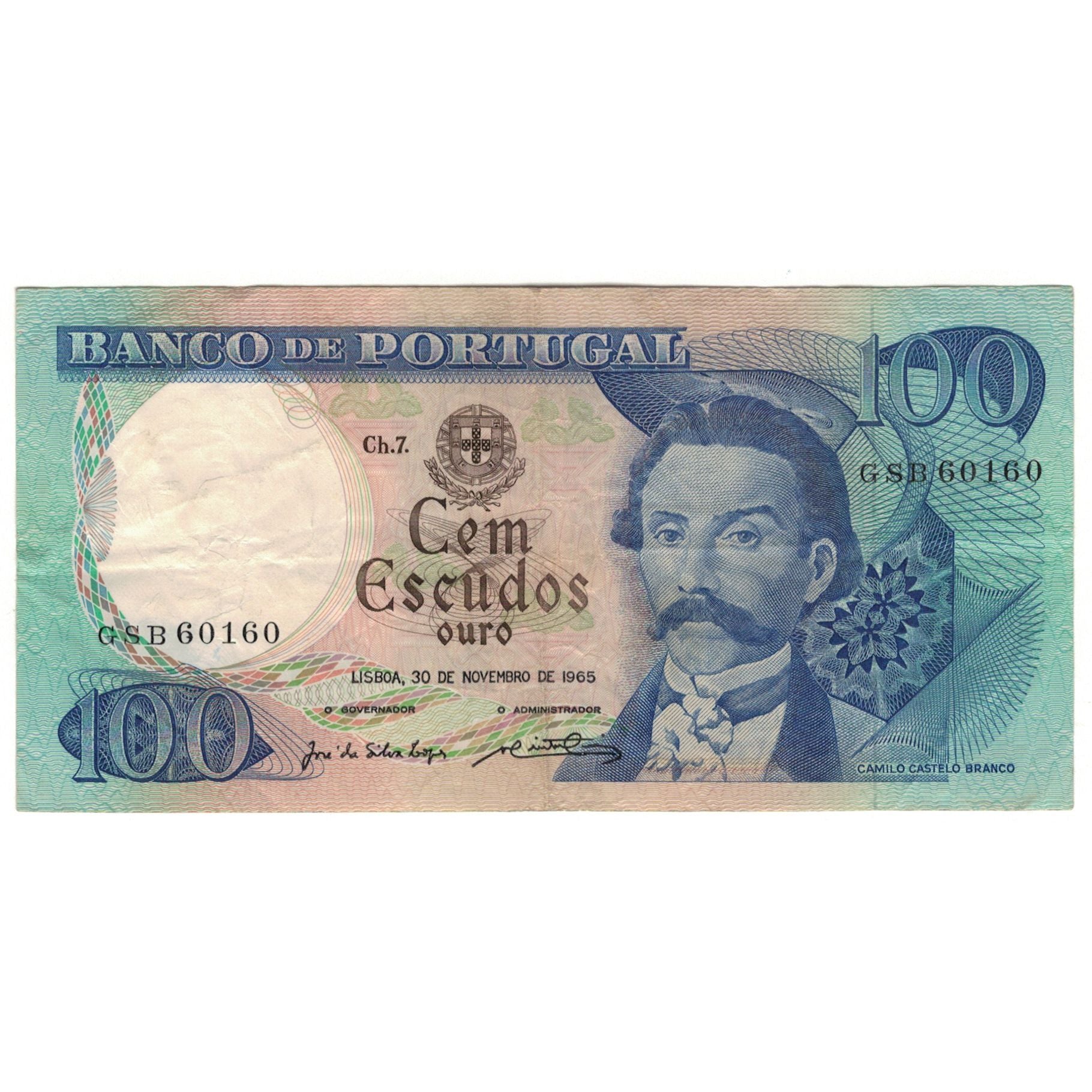 Nota, Portugal, 100 Escudos, 1965, 1965-11-30, KM:169a, EF(40-45)