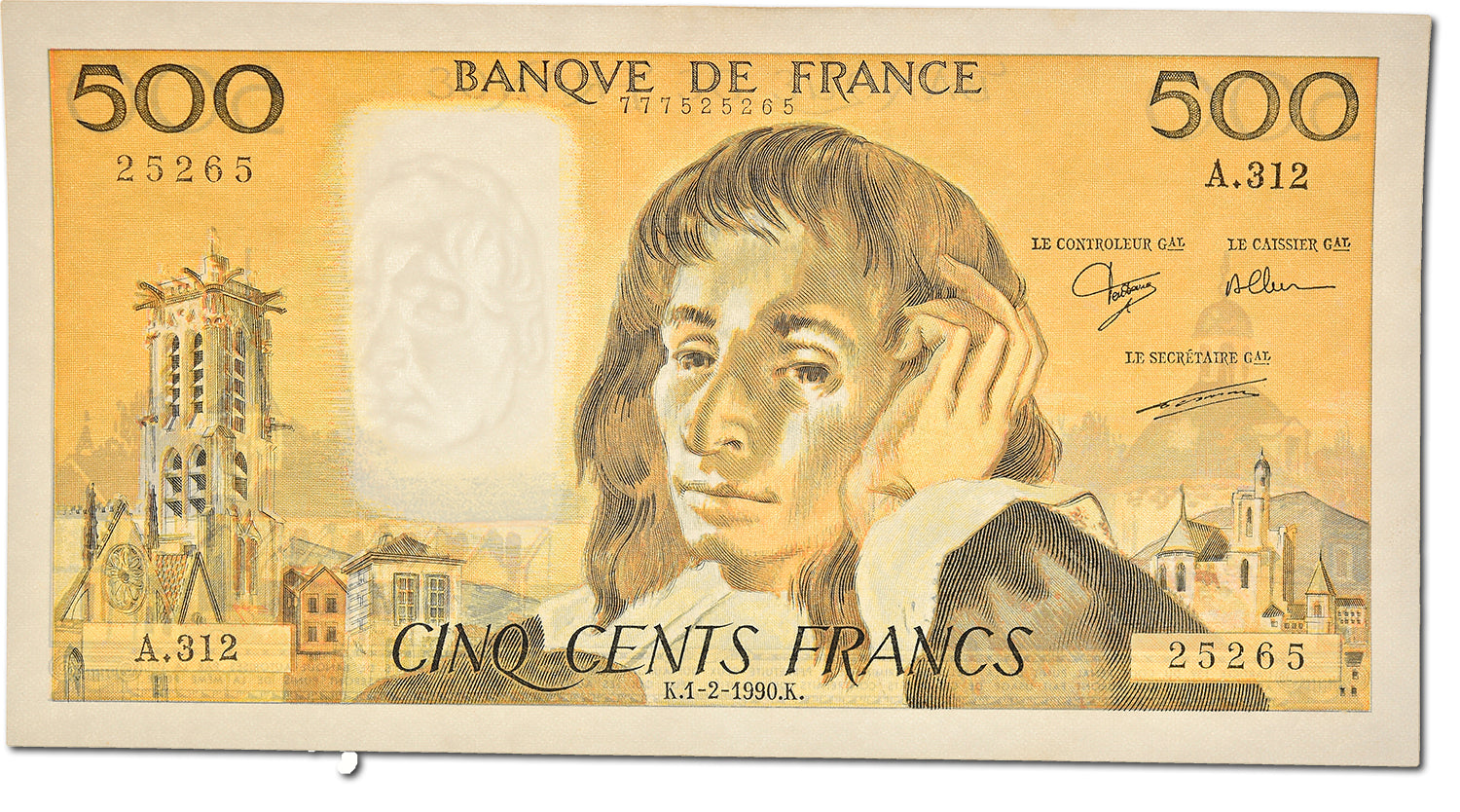 Billet, France, 500 Francs, 500 F 1968-1993 ''Pascal'', 1990, 1990-02-01, SUP+