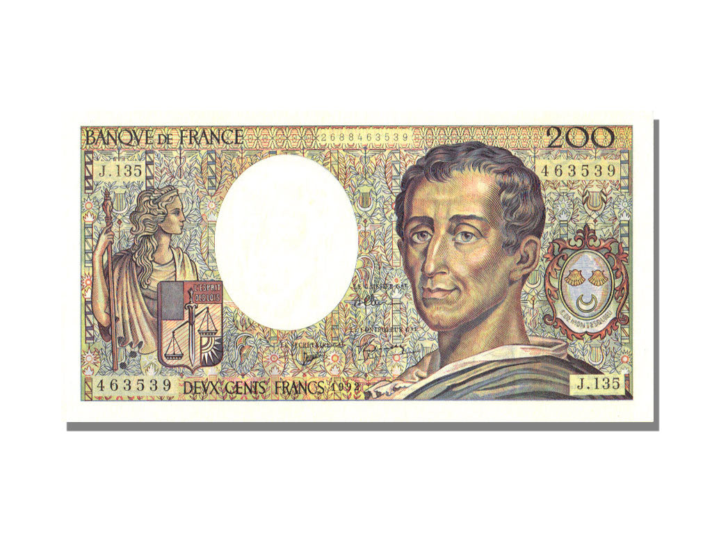 Banknote, France, 200 Francs, 200 F 1981-1994 ''Montesquieu'', 1992, UNC(65-70)