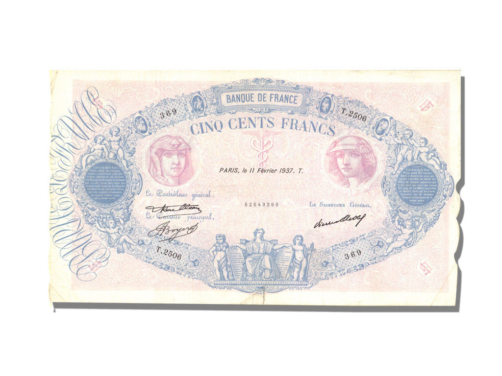 Banknote, France, 500 Francs, 500 F 1888-1940 ''Bleu et Rose'', 1937
