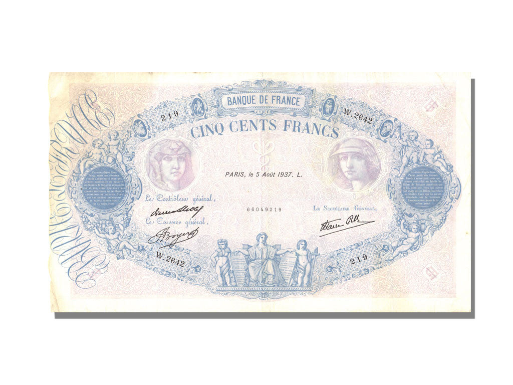 Banknote, France, 500 Francs, 500 F 1888-1940 ''Bleu et Rose'', 1937