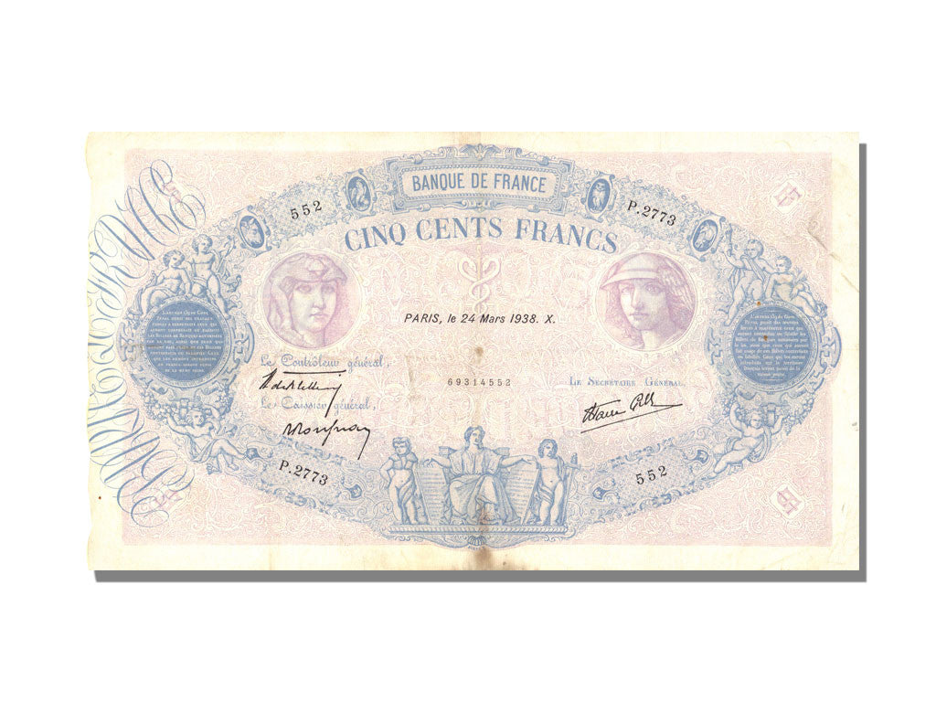 Banknote, France, 500 Francs, 500 F 1888-1940 ''Bleu et Rose'', 1938