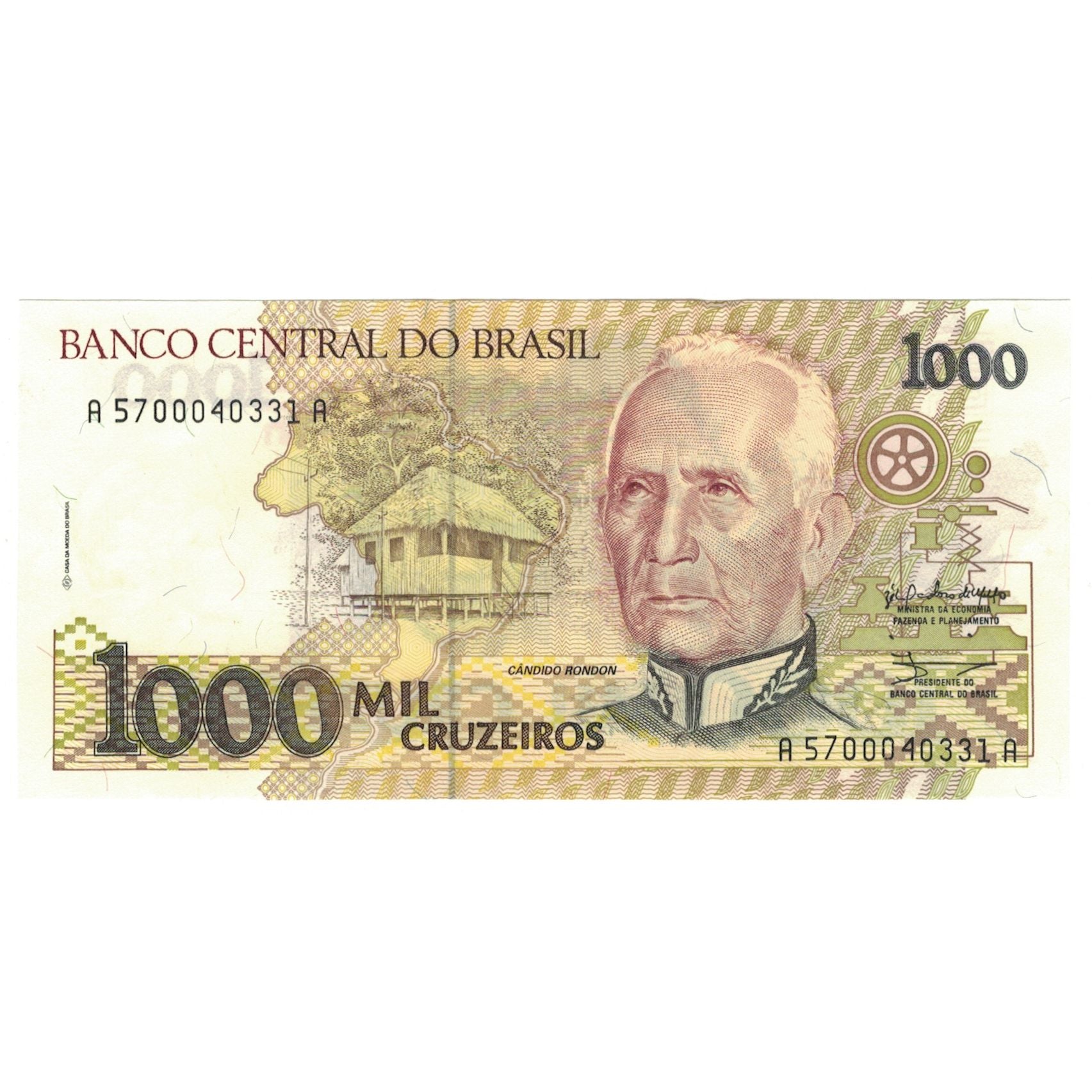 Geldschein, Brasilien, 1000 Cruzeiros, KM:231a, UNZ-