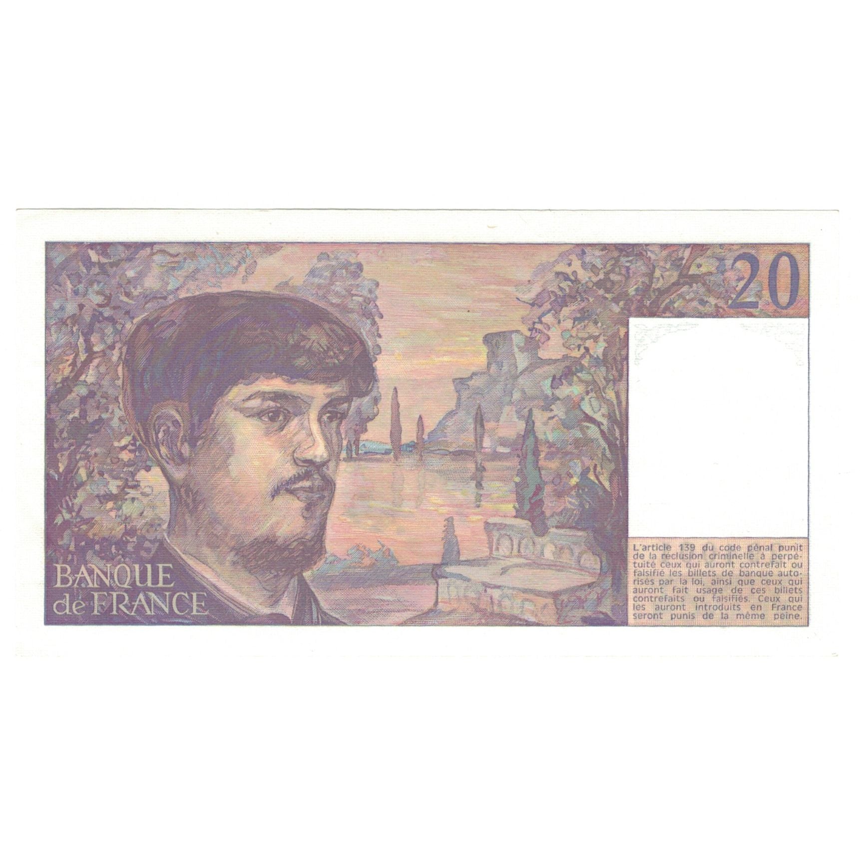 Francja, 20 Francs, Debussy, 1988, G.023, UNC(65-70), Fayette:66.9, KM:151c
