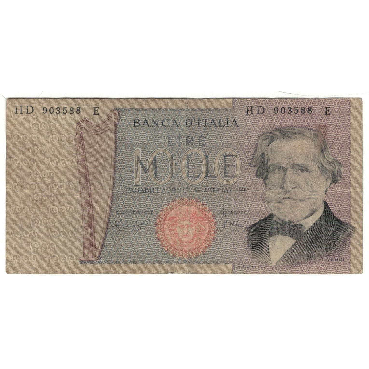 Biljet, Italië, 1000 Lire, 1977, 1977-01-10, KM:101e, B
