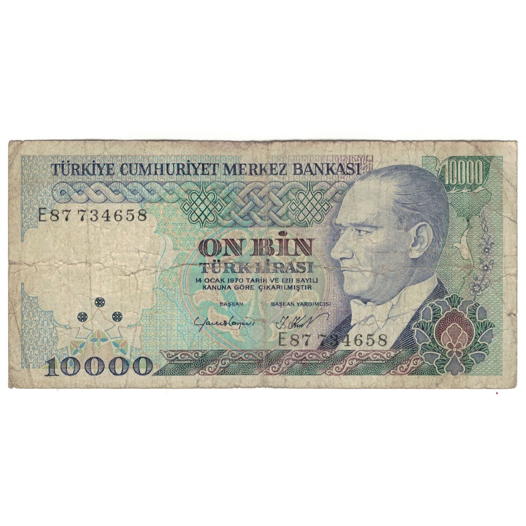 Biljet, Turkije, 10,000 Lira, 1970, 1970-01-14, KM:200, B