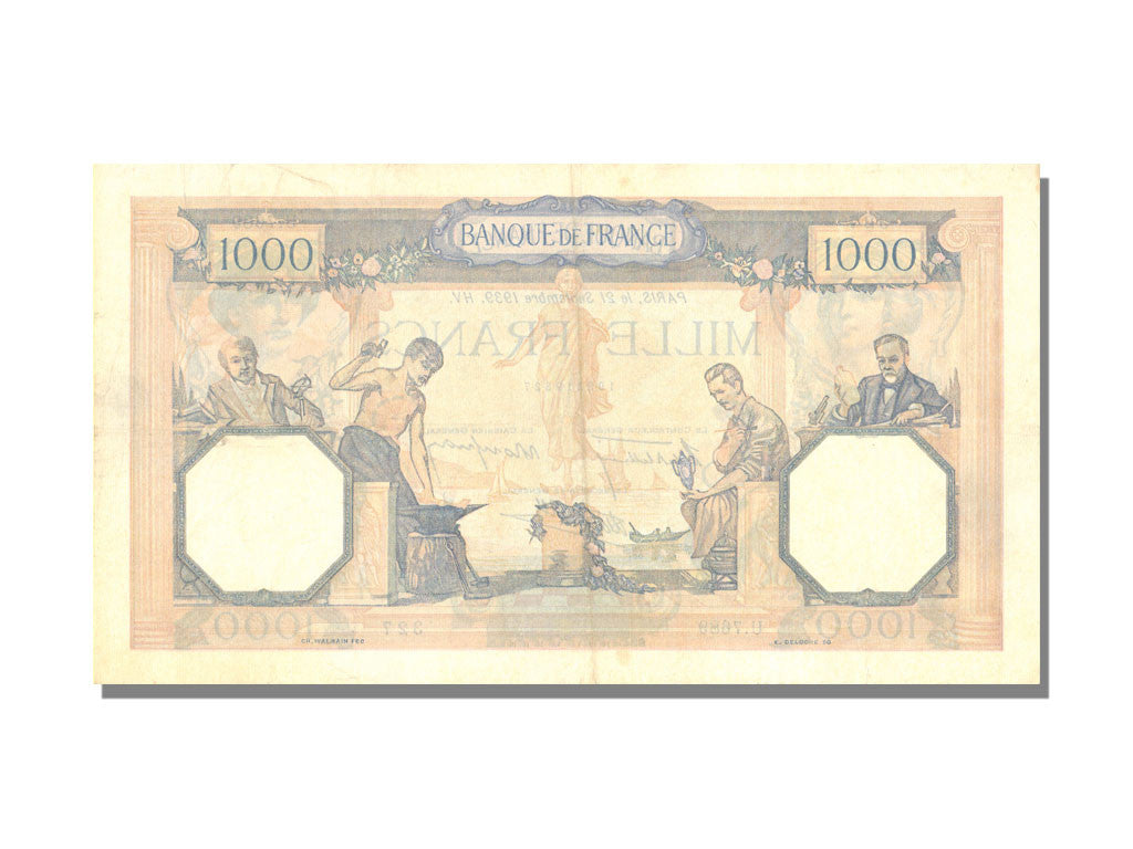 Banknote, France, 500 Francs, 1 000 F 1927-1940 ''Cérès et Mercure'', 1939