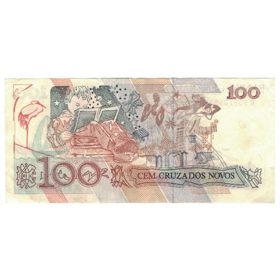 Banknote, Brazil, 100 Cruzeiros on 100 Cruzados Novos, KM:224b, EF(40-45)