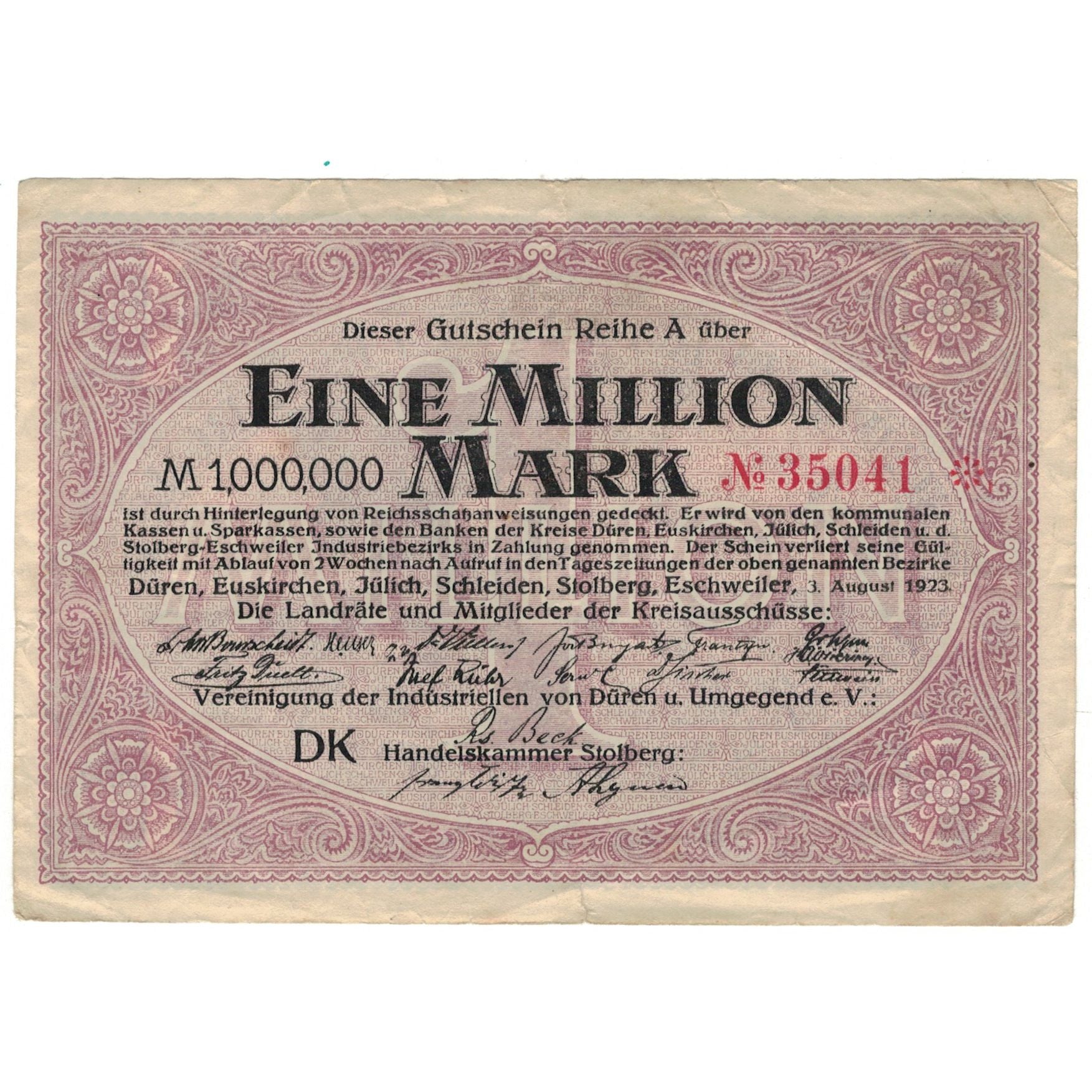 Geldschein, Deutschland, 1 Million Mark, 1923, SS