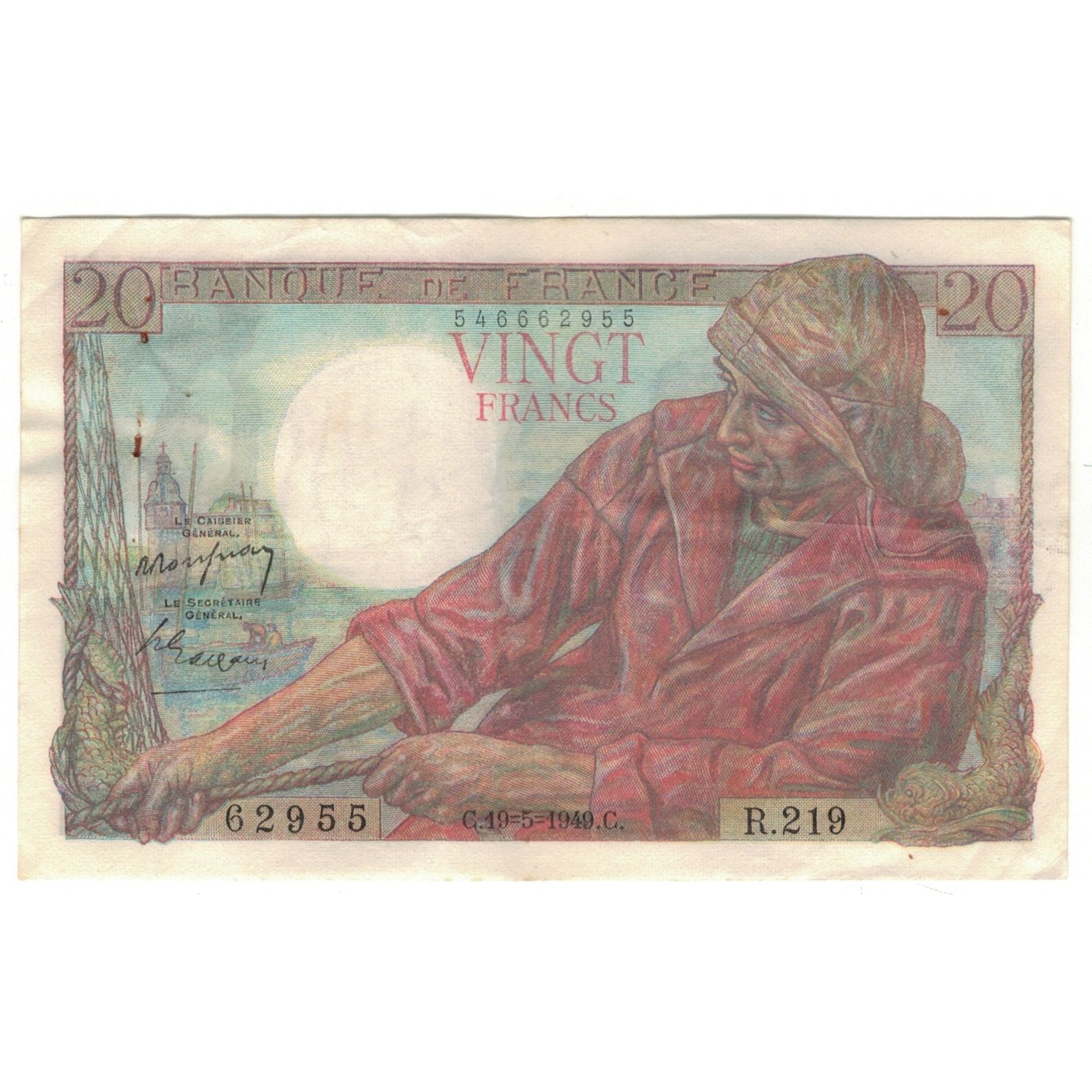 Frankreich, 20 Francs, 1949, R.219, SS, Fayette:13.15, KM:100c