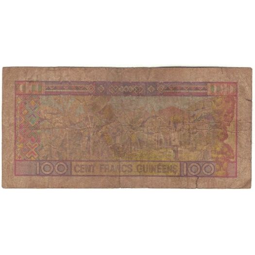 Nota, Guiné, 100 Francs, 1985, 1960-03-01, KM:30a, VG(8-10)