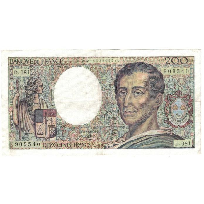 Frankrijk, 200 Francs, Montesquieu, 1990, D.081, TTB, Fayette:70.10a, KM:155d
