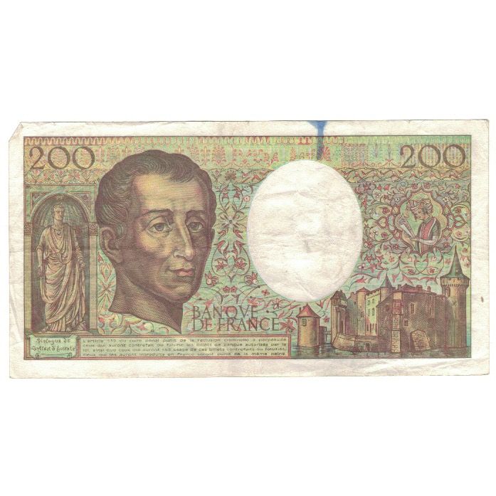 Francja, 200 Francs, Montesquieu, 1992, J.116, VF(20-25), Fayette:70.12b