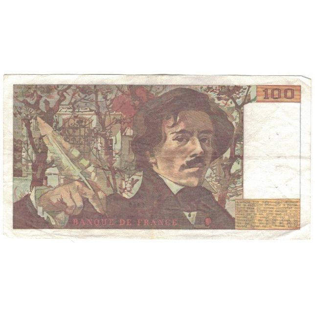 France, 100 Francs, Delacroix, 1989, B.147, VF(20-25), Fayette:69.13c), KM:154d