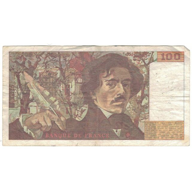 França, 100 Francs, Delacroix, D.148, VF(20-25)