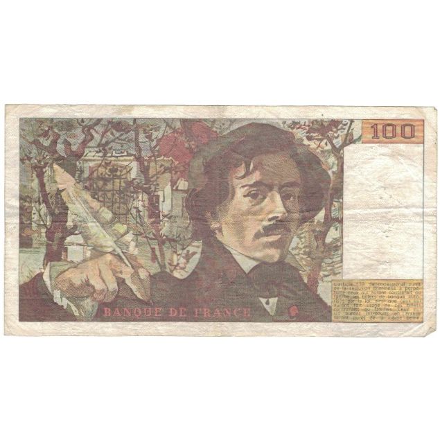 France, 100 Francs, Delacroix, 1989, A.145, VF(20-25), Fayette:69.13c), KM:154d