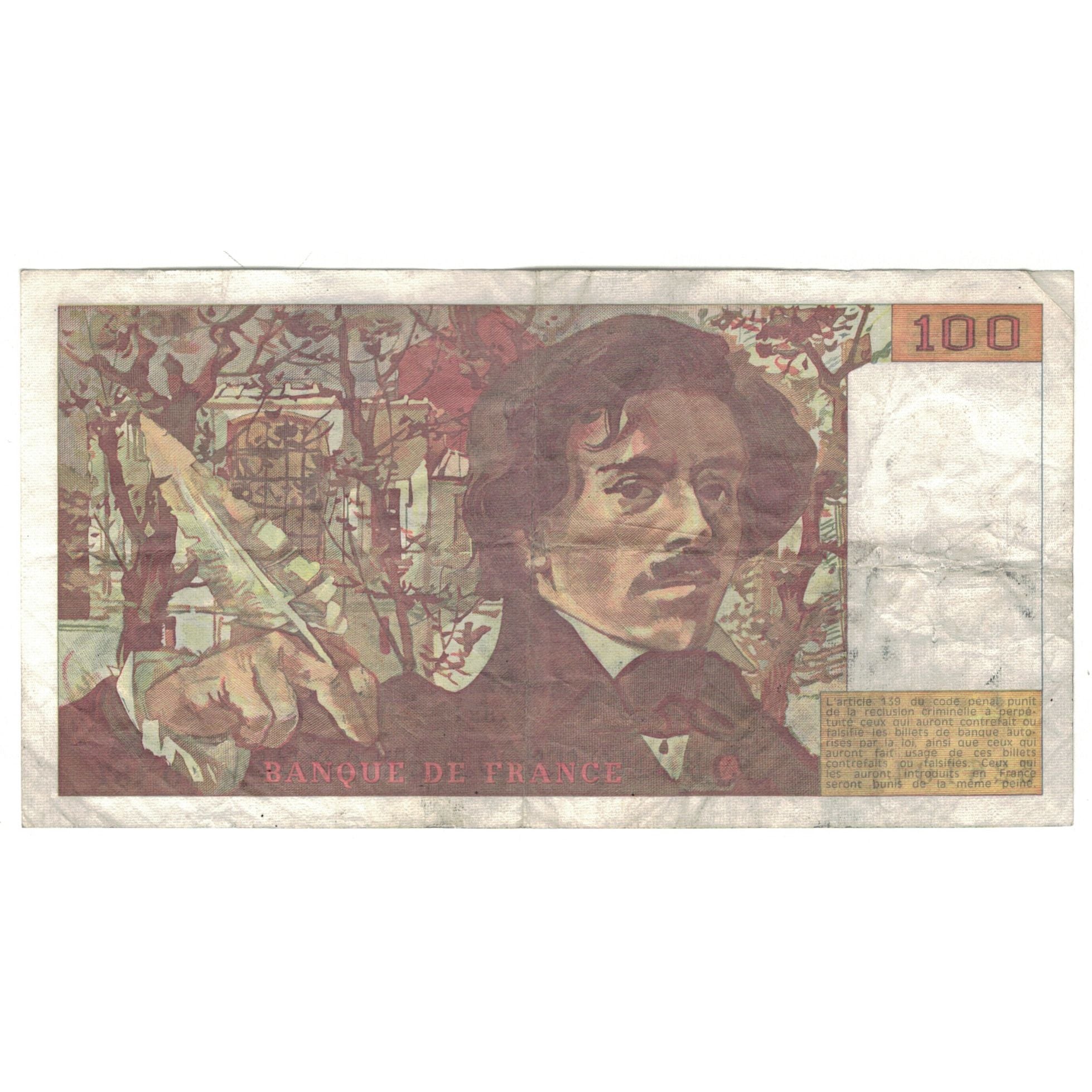 France, 100 Francs, Delacroix, 1991, O.187, TB, Fayette:69.bis.3.b2, KM:154e
