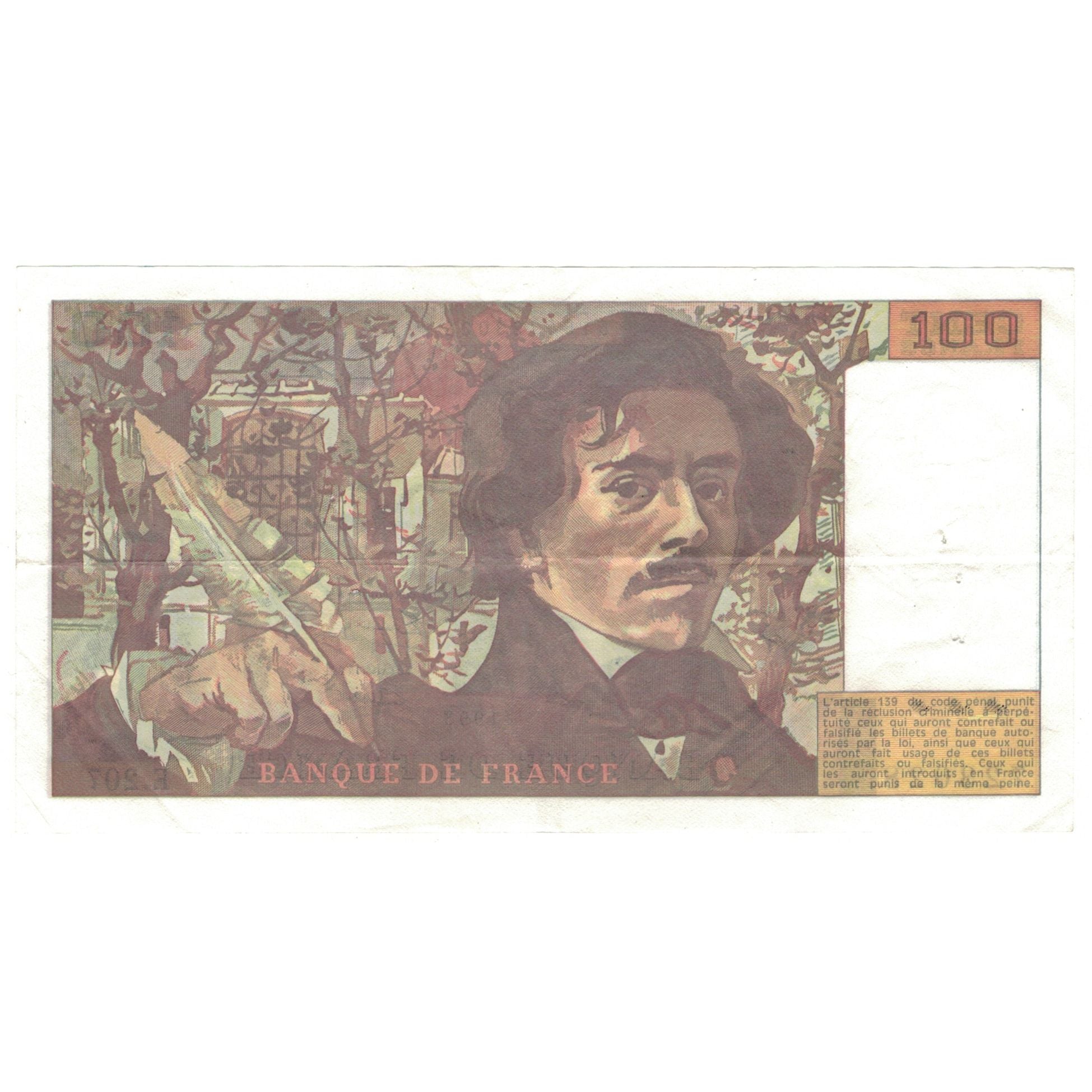 França, 100 Francs, Delacroix, 1993, E.207, EF(40-45), Fayette:69bis.5, KM:154e