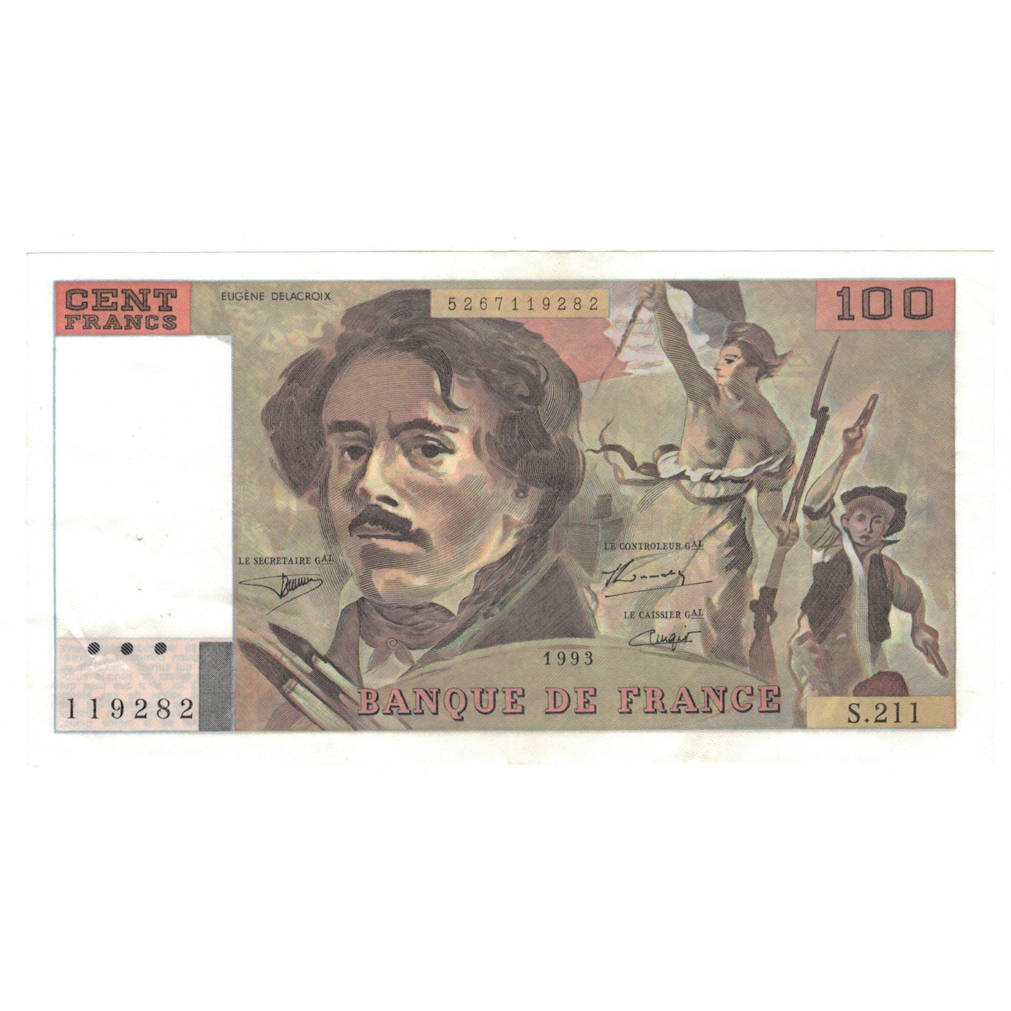 Francia, 100 Francs, Delacroix, 1993, S.211, EBC, Fayette:69bis.5, KM:154e