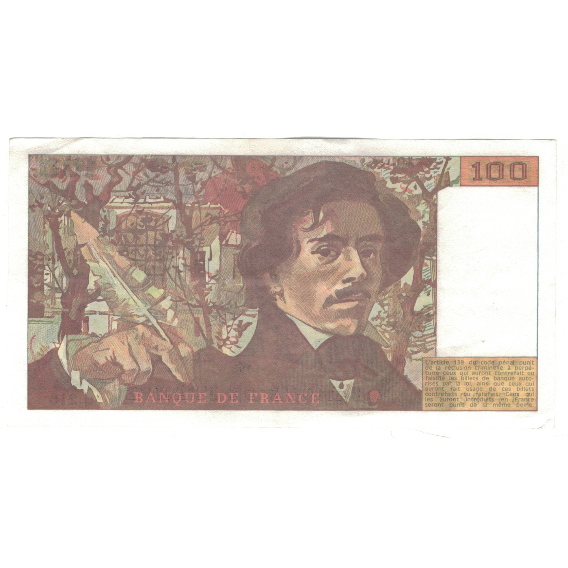 France, 100 Francs, Delacroix, 1993, Q.216, AU(55-58), Fayette:69bis.5, KM:154e