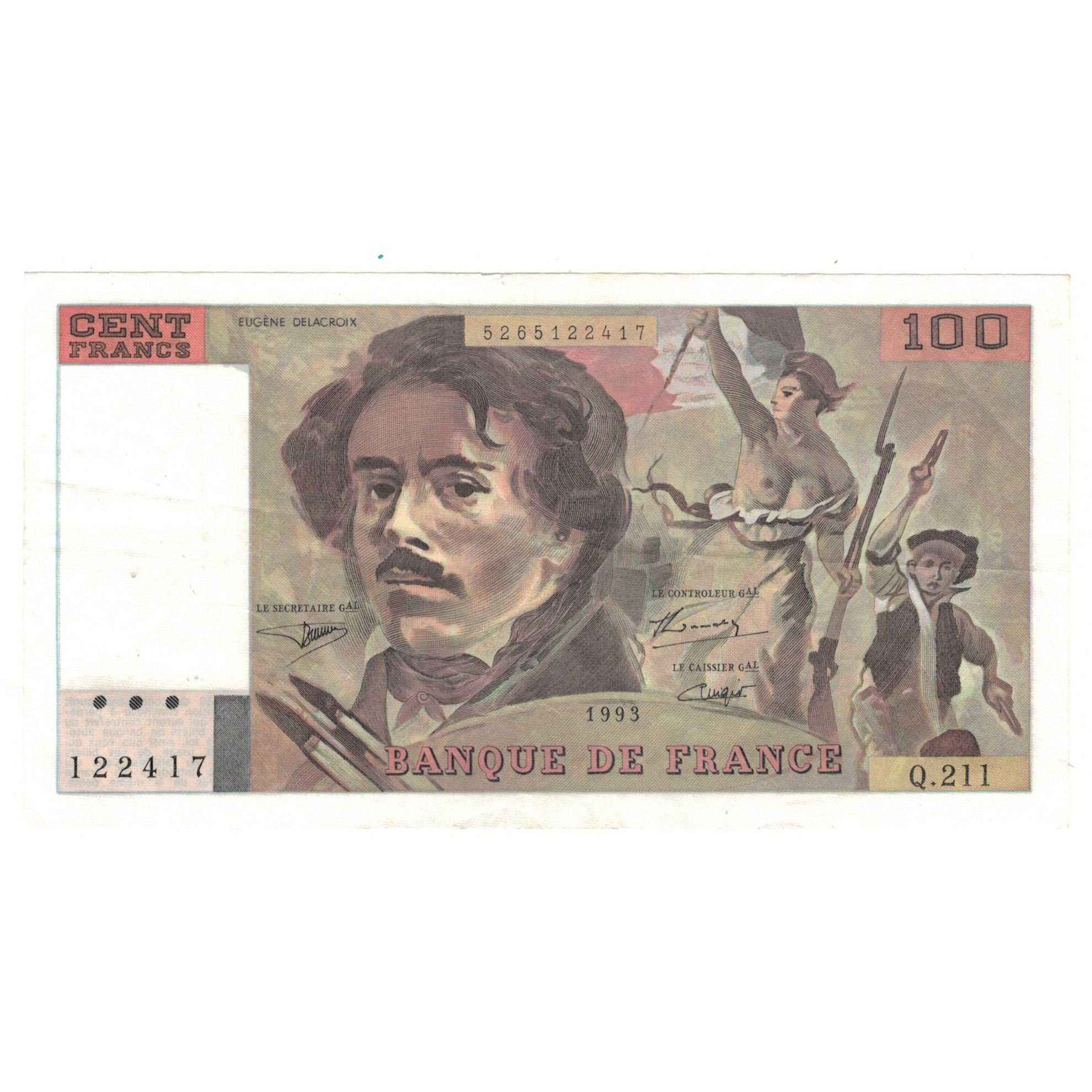 Francia, 100 Francs, Delacroix, 1993, Q.211, EBC, Fayette:69bis.5, KM:154e