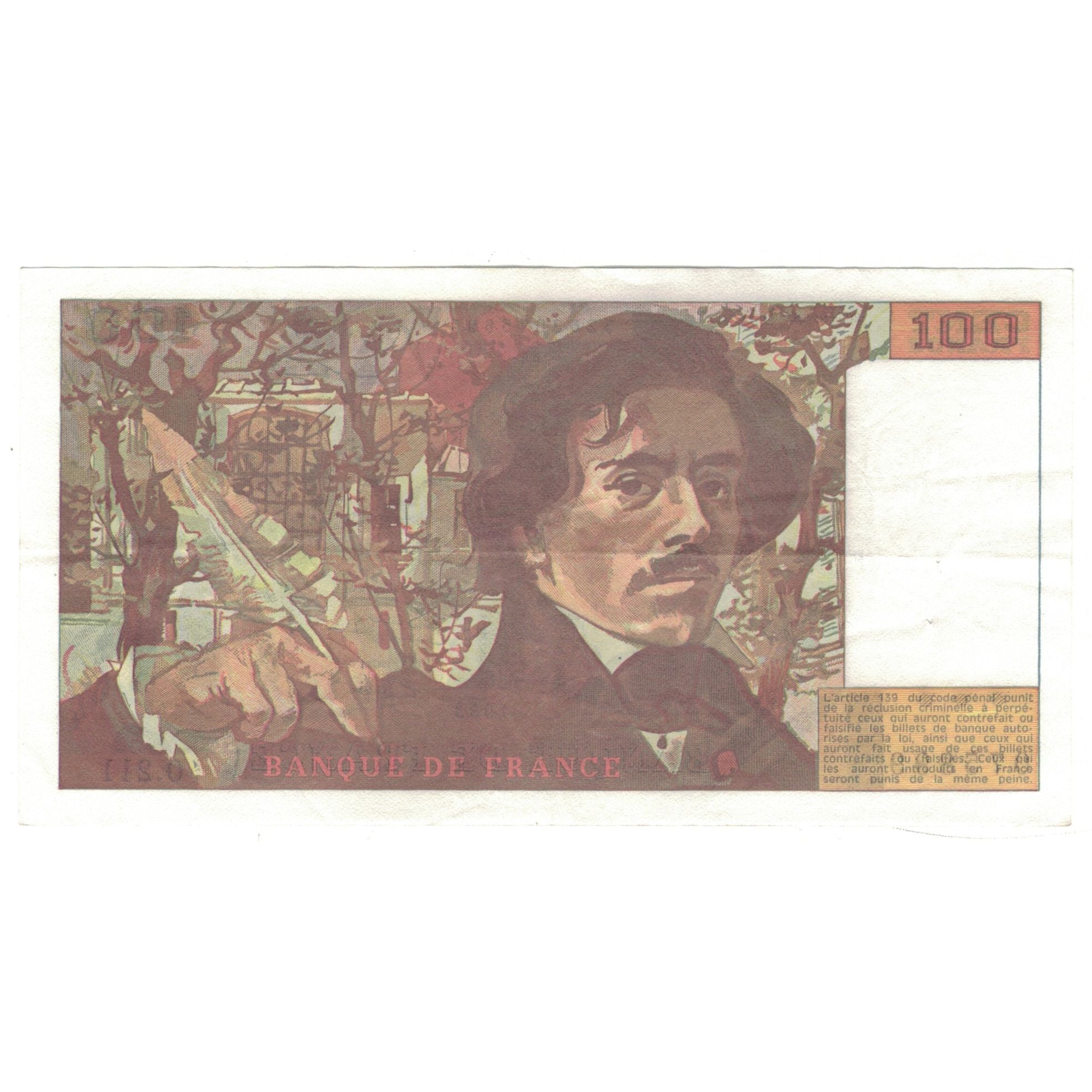 Francja, 100 Francs, Delacroix, 1993, O.211, AU(50-53), Fayette:69bis.5, KM:154e