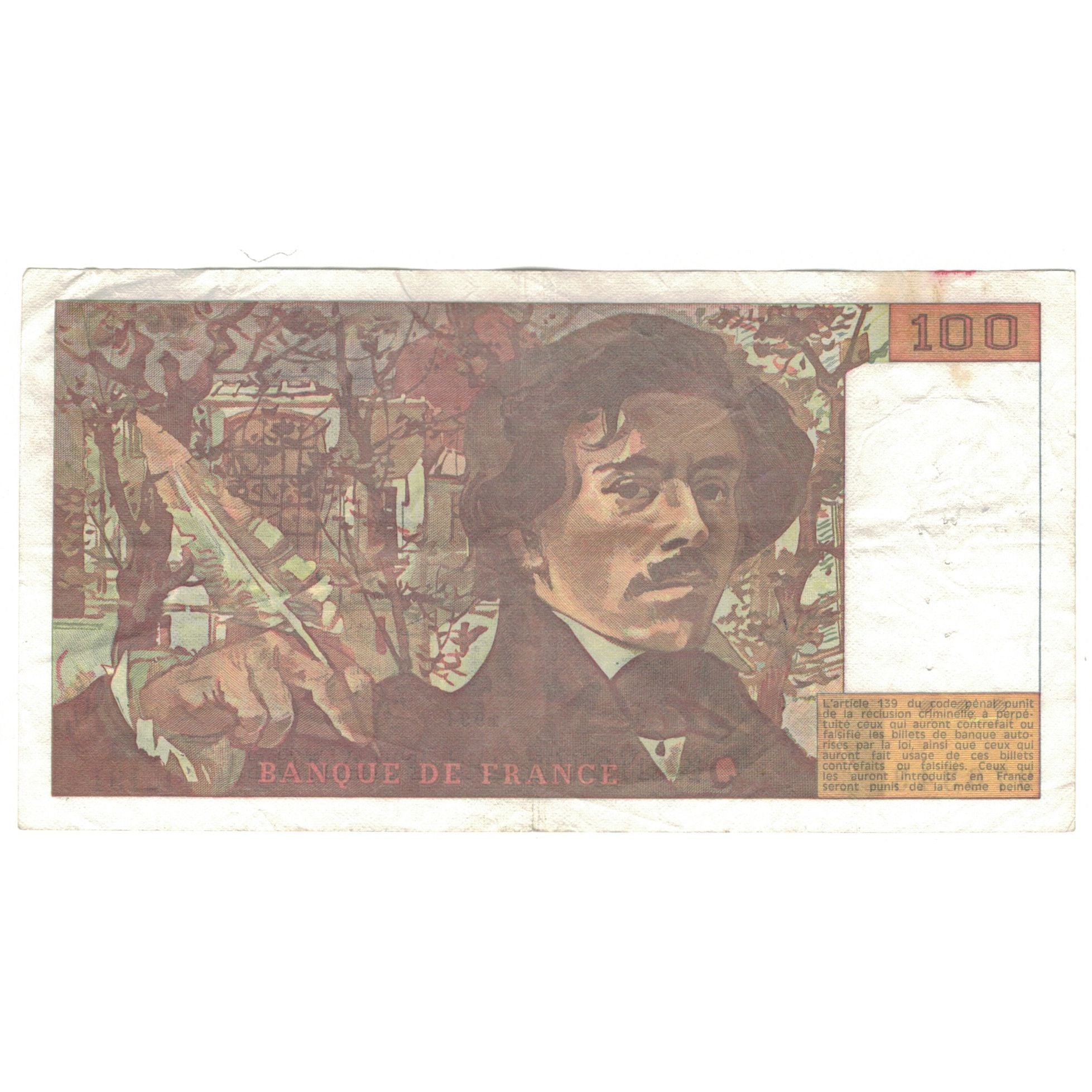 Frankrijk, 100 Francs, Delacroix, 1991, L.191, TB+, Fayette:69bis.4a, KM:154f