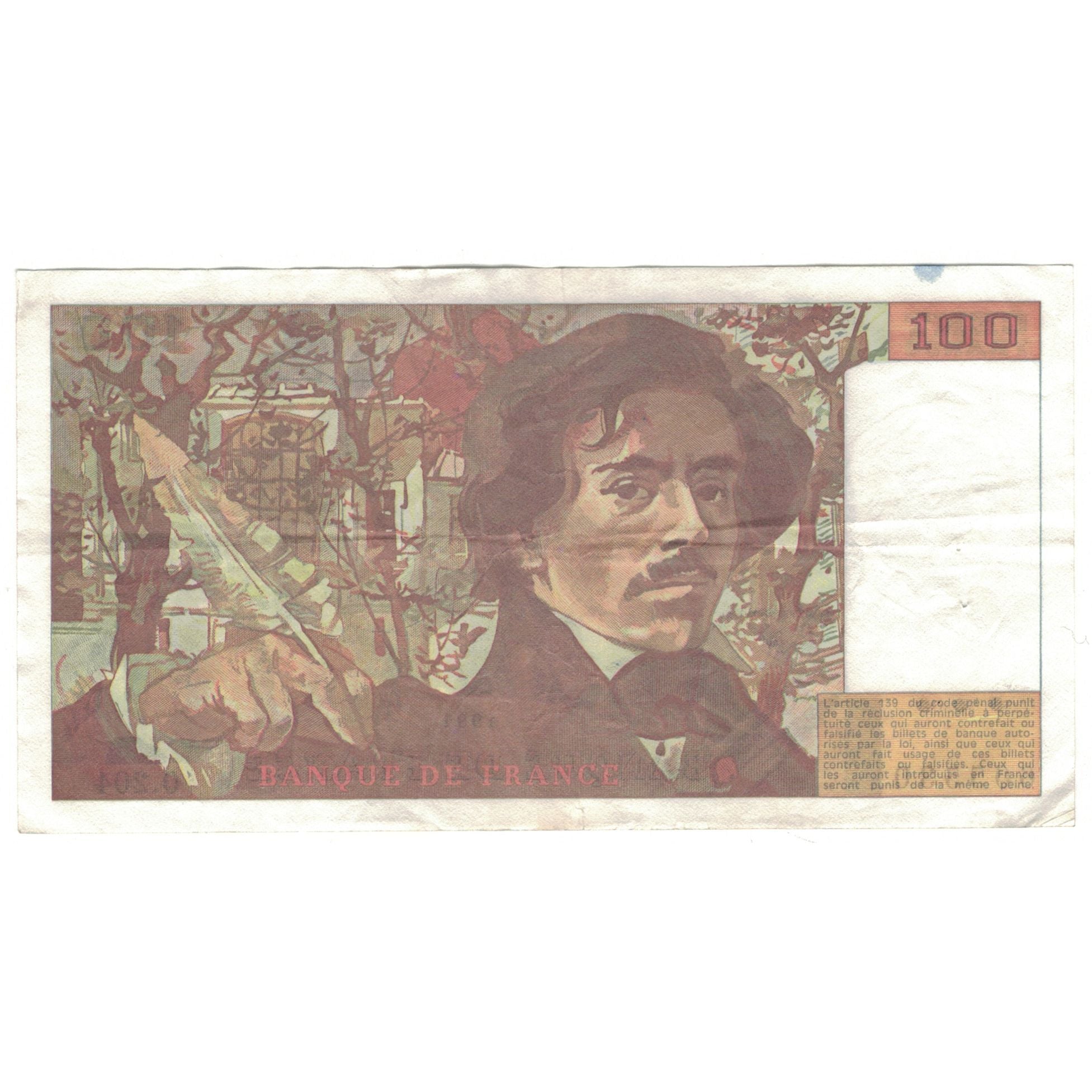 Francja, 100 Francs, Delacroix, 1991, O.204, VF(30-35), Fayette:69bis.4b