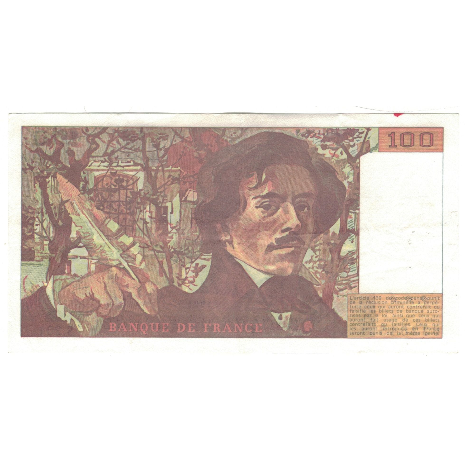 Francja, 100 Francs, Delacroix, 1991, S.204, AU(50-53), Fayette:69bis.4b