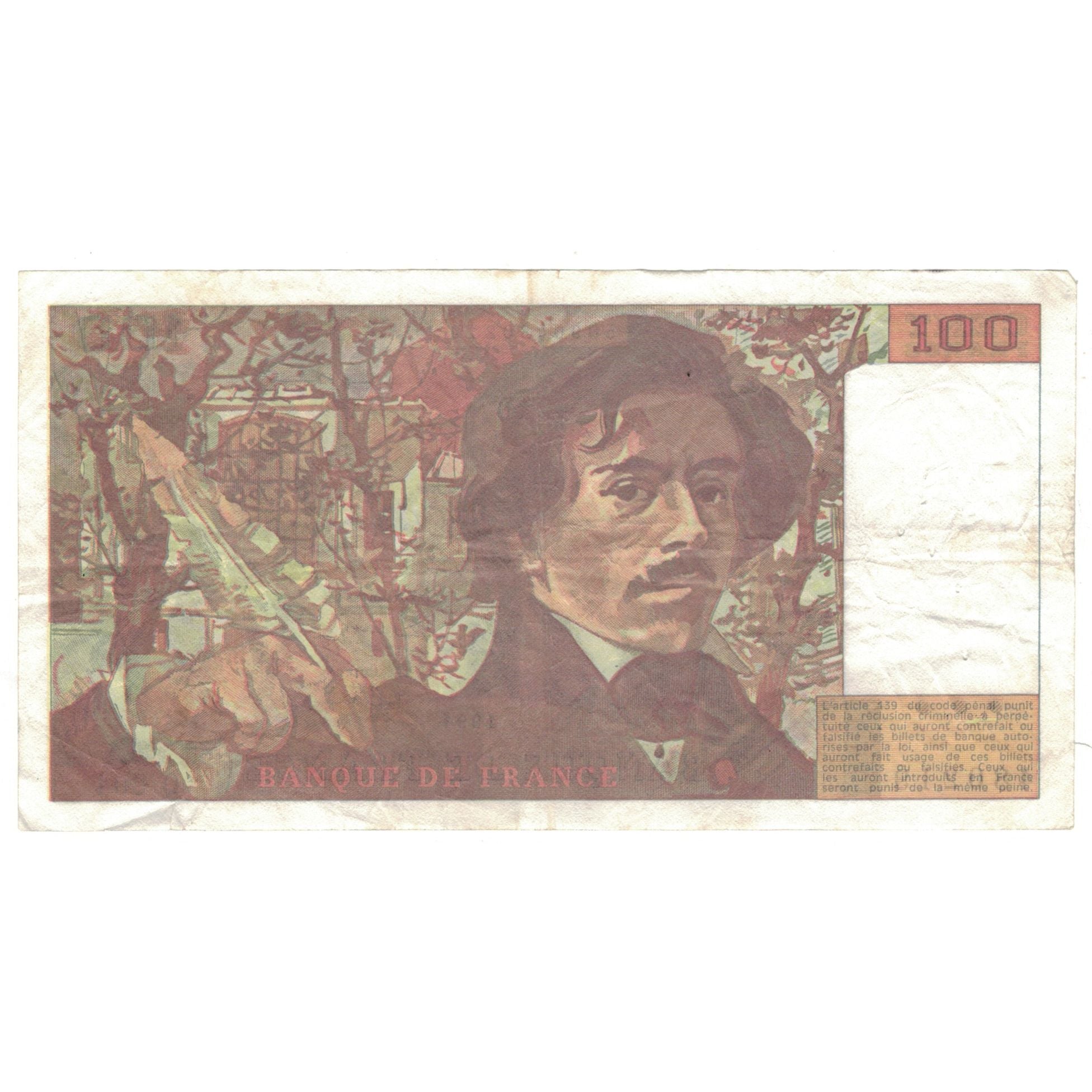 França, 100 Francs, Delacroix, 1991, Q.204, VF(20-25), Fayette:69bis.4b