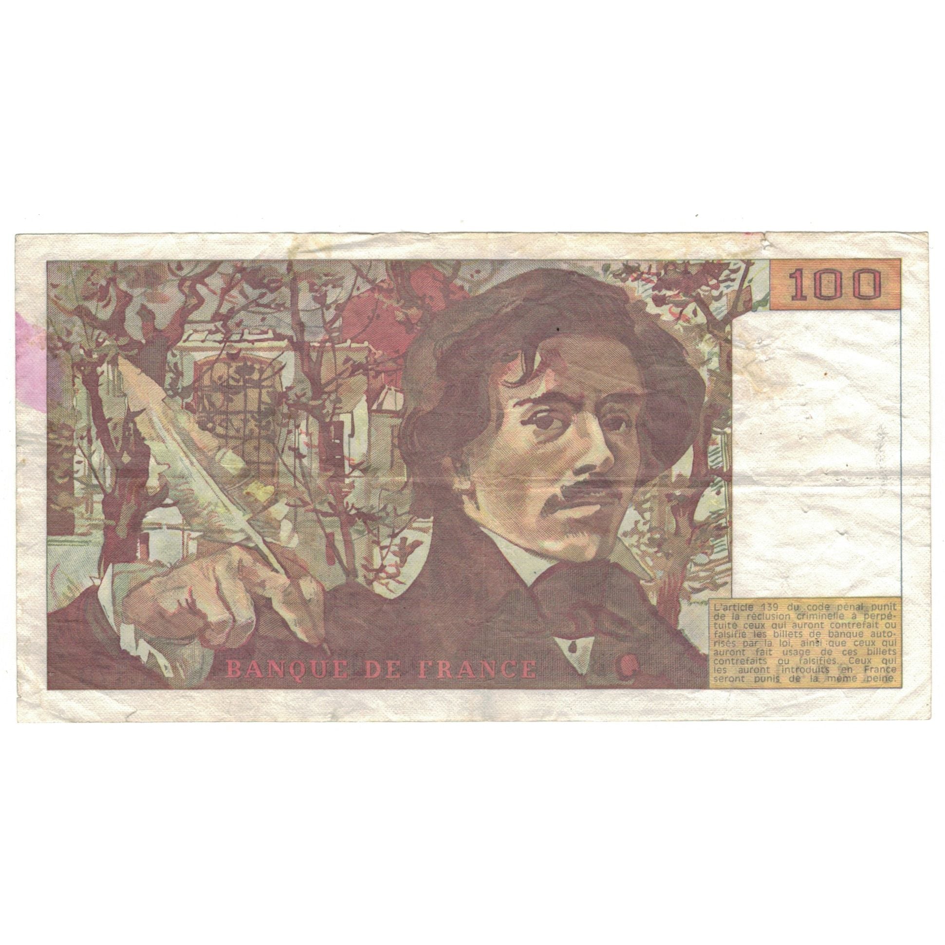 Francja, 100 Francs, Delacroix, 1991, X.170, F(12-15), Fayette:69.b.3.a.1.a