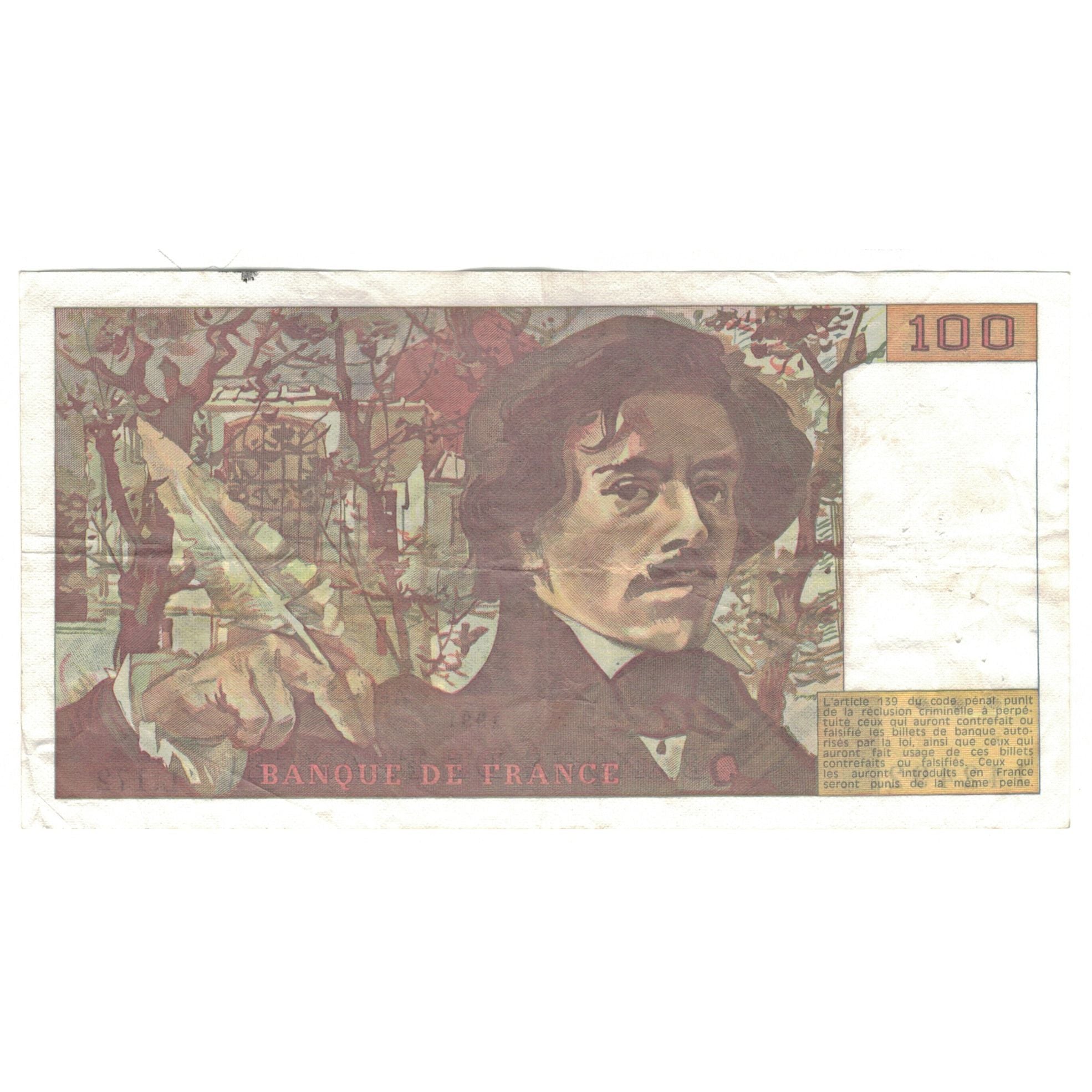 Frankrijk, 100 Francs, Delacroix, 1991, L.172, TB+, Fayette:69.b.3.a.4, KM:154e