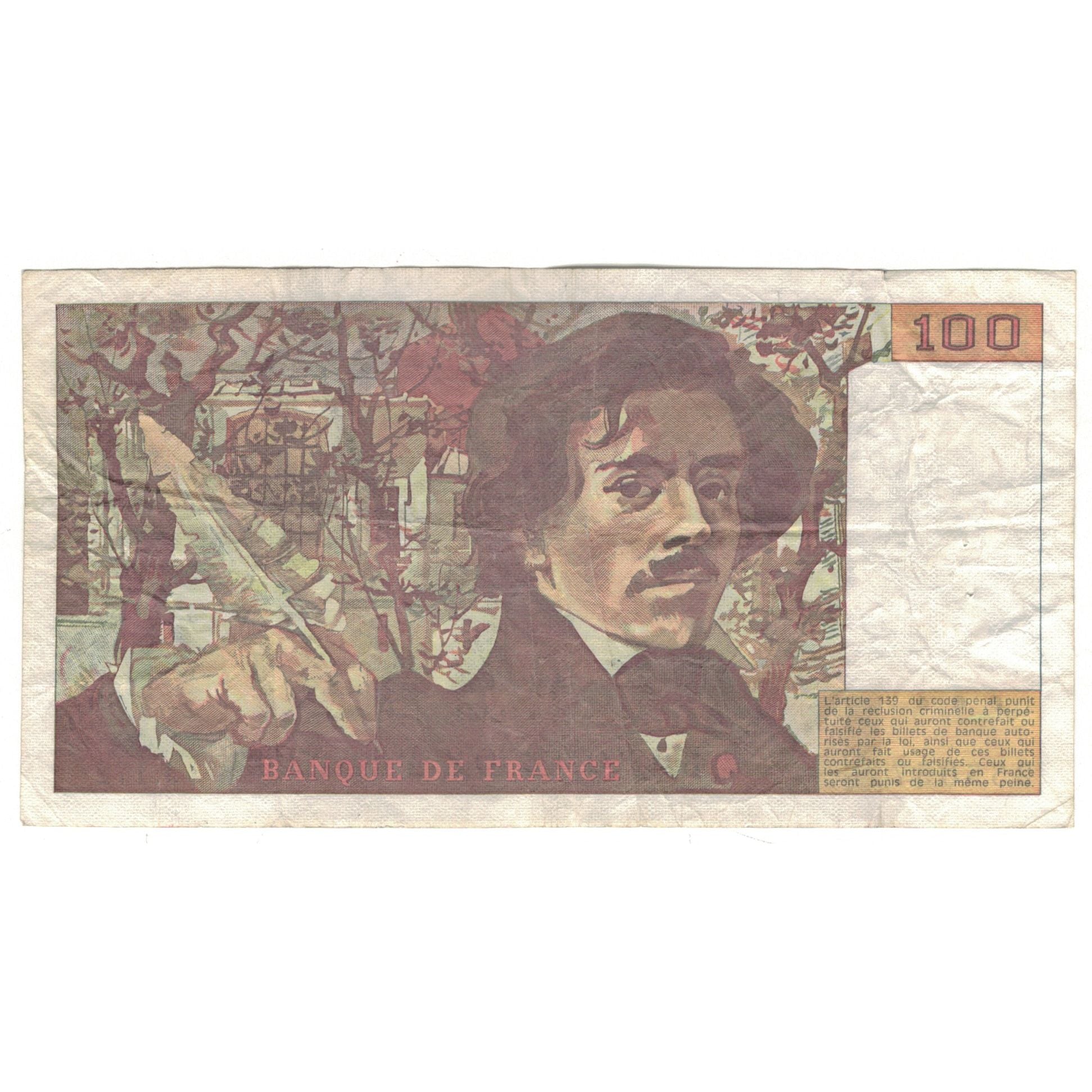 Francja, 100 Francs, Delacroix, 1991, J.172, F(12-15), Fayette:69.b.3.a.4